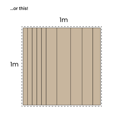 Pack layout showing a series of boards of different widths