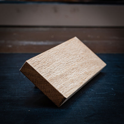 An example of unfinished American White Oak – a dependable, stable timber with a clean grain and warm blonde-to-honey tone