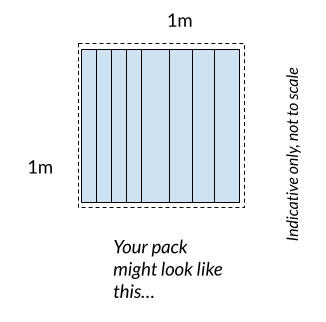 1 m2 pack of hardwood timber (random widths, fixed lengths)